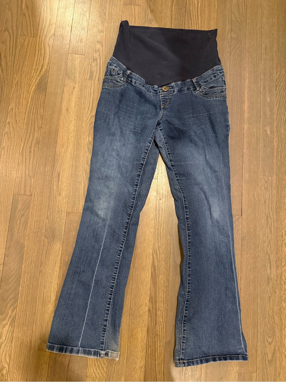 Thyme Maternity Dark‎ Blue Bootcut Jeans with Navy Belly Panel